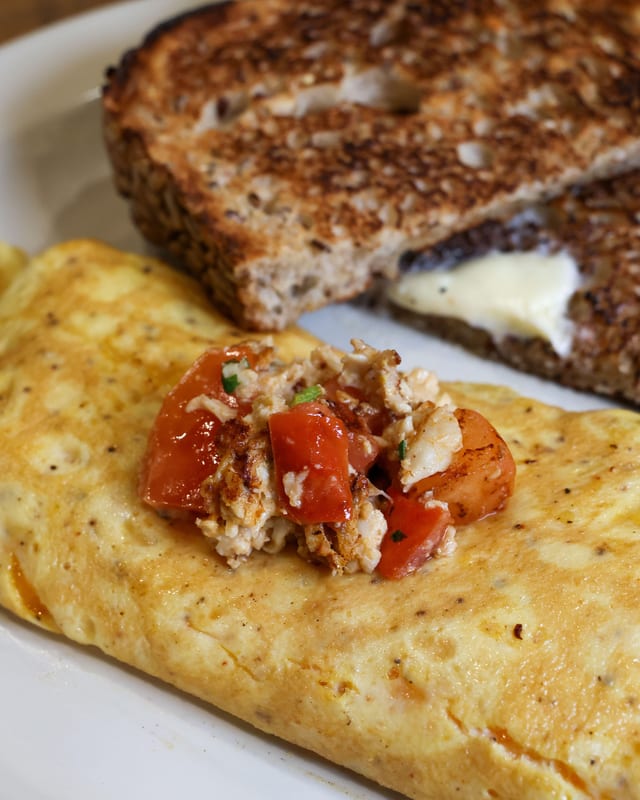 Crab Cake Omelette.